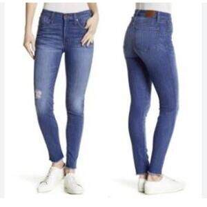Madewell‎ Jeans 9" Mid Rise Skinny Women's 28 Geoff Medium Wash Raw Hem H6844